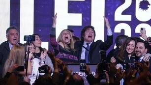 Paso 2023. Javier Milei, en el búnker de La Libertad Avanza, en el Hotel Libertador. (Clarín)