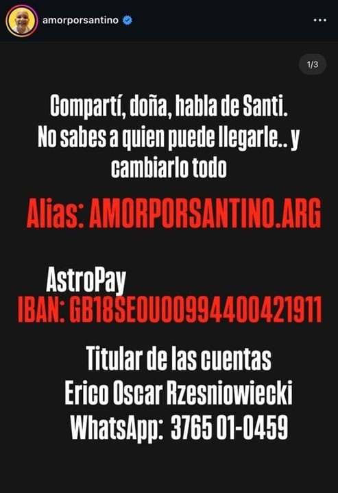 La mamá de Santino, el niño posadeño internado en Singapur, puso en duda el “Streaming solidario” de Coscu y Leo Paredes.