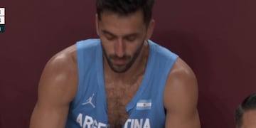 Así terminó Campazzo luego de salir por cinco faltas ante España.