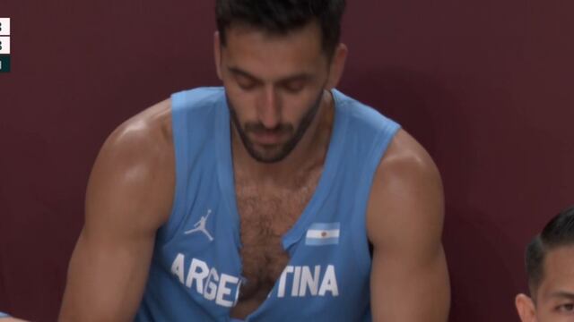 Así terminó Campazzo luego de salir por cinco faltas ante España.