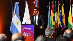 El intendente de Rafaela, Leonardo Viotti en la presentación del plan de obras para los Juegos Odesur 2026 que se harán en Rosario, Santa Fe y Rafaela