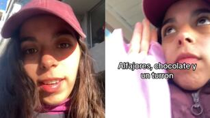Almendra, la usuaria de TikTok, que recibió regalos de diferentes locales por su cumpleaños.