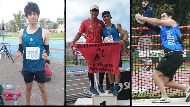 Agustín Navarrete (foto central), obtuvo la medalla de bronce en en Torneo Nacional U 20 de Atletismo.
