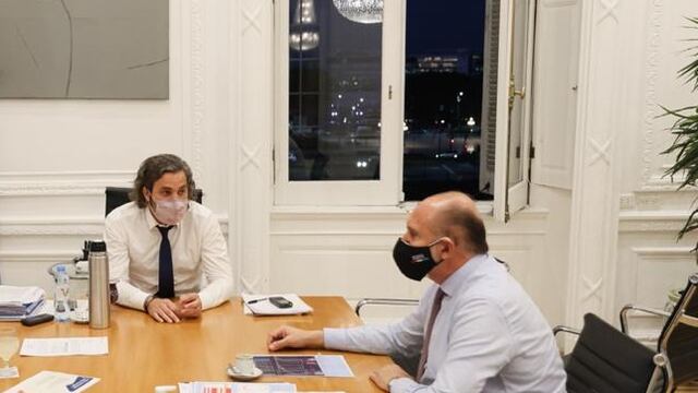 El gobernador de Santa Fe, Omar Perotti, se reunió en Buenos Aires con el jefe de Gabinete, Santiago Cafiero, y el presidente Alberto Fernández. (Gobierno de Santa Fe)