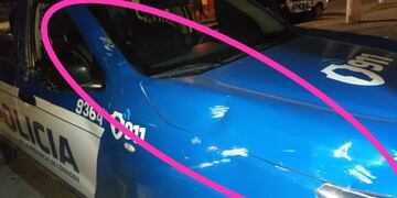 El patrullero dañado. (Policía)