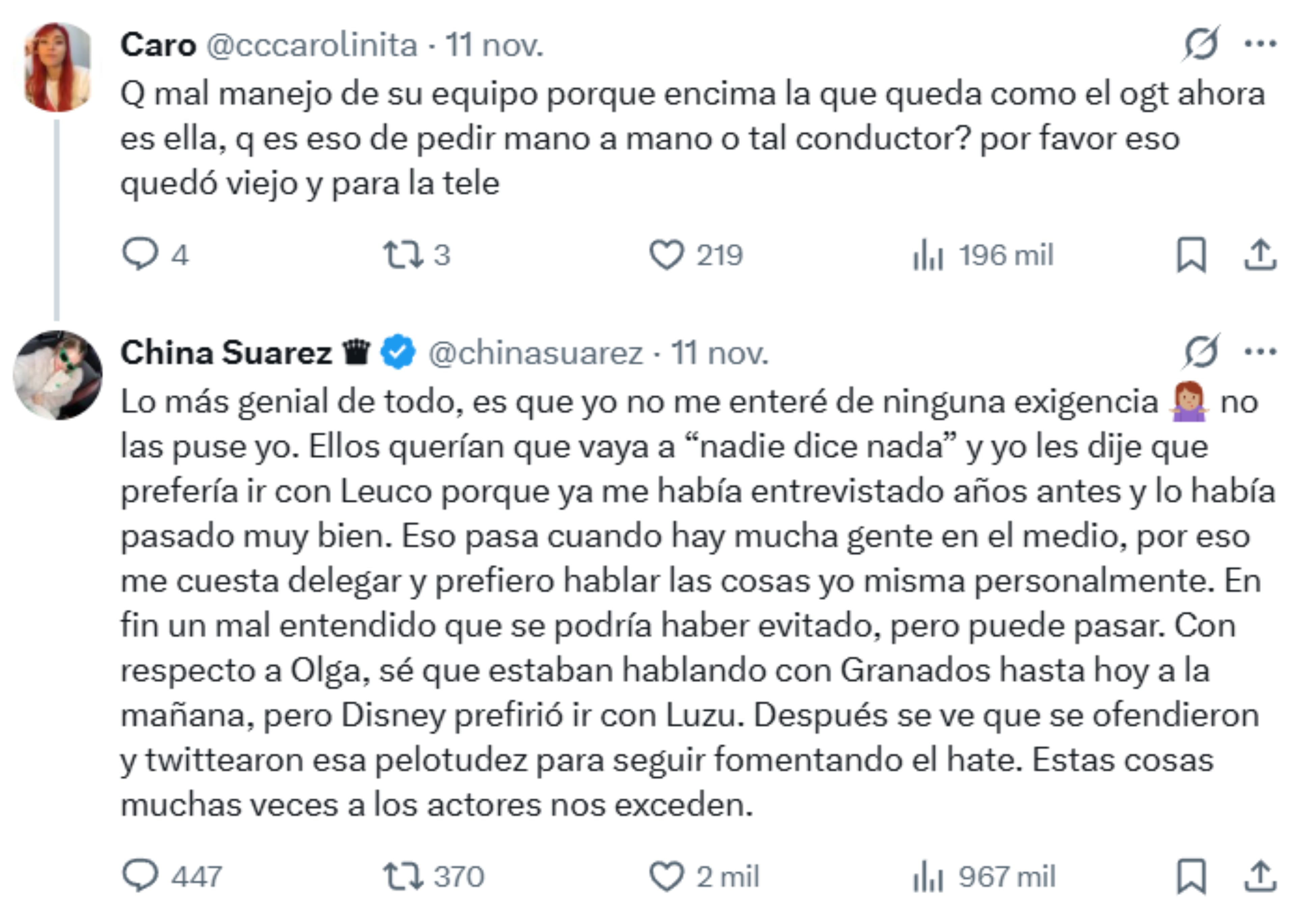 La actriz habló sobre el escándalo con Luzu TV.