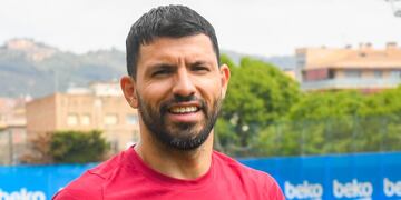 Agüero asistió antes de lo previsto a los entrenamientos del equipo catalán (Prensa Barcelona).
