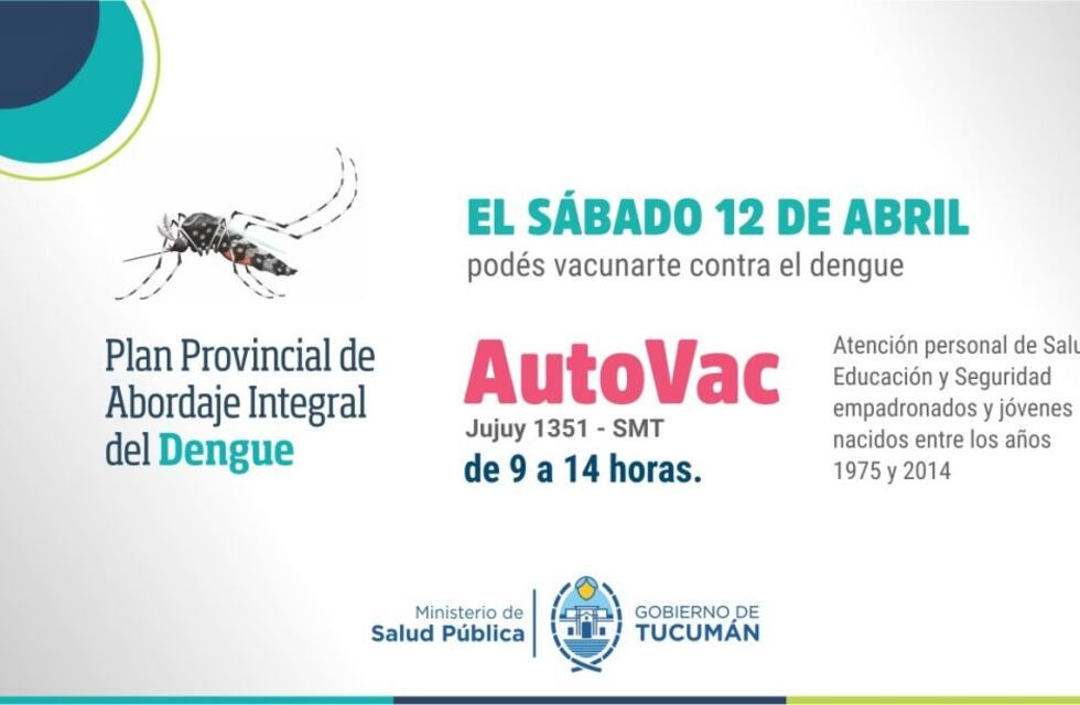 Nueva jornada de vacunación contra el dengue este sábado en el AutoVac