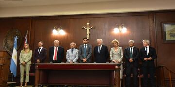 Maximiliano Pullaro en la apertura del año judicial en Santa Fe