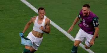 Breno Lopes festeja el gol de la Copa Libertadores para Palmeiras (Foto: Silvia Izquierdo / POOL / AFP)