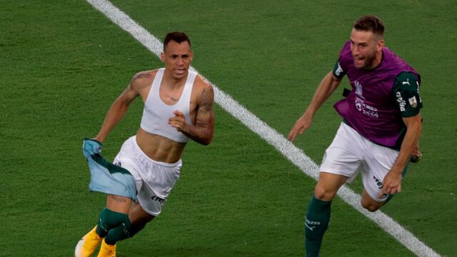 Breno Lopes festeja el gol de la Copa Libertadores para Palmeiras (Foto: Silvia Izquierdo / POOL / AFP)