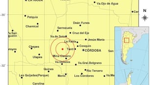Temblor en Córdoba. Un sismo sacudió la Provincia este jueves. (Inpres)
