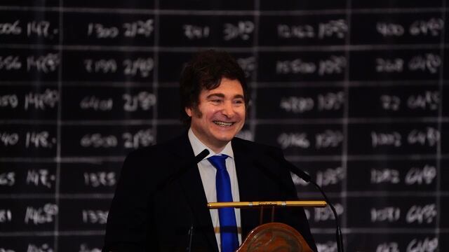 Javier Milei en la Cámara de Comercio de Buenos Aires. (Clarín)