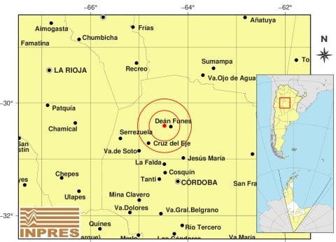 El sismo de este martes en Córdoba. (Inpress)