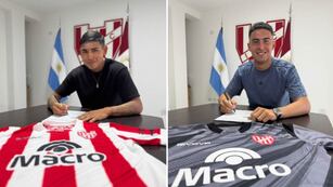 El extremo Agustín Páez y el arquero Lautaro Espeche firmaron su primer contrato en Instituto