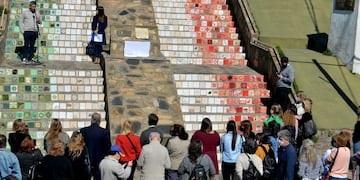 Así quedó la intervenión de la escalinata en Villa Italia, en Tandil