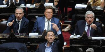 Los diputados Miguel Pichetto, Ignacio García Aresca, Carlos Gutiérrez y Maximiliano Ferraro, de Hacemos Coalición Federal (Foto: Federico López Claro)