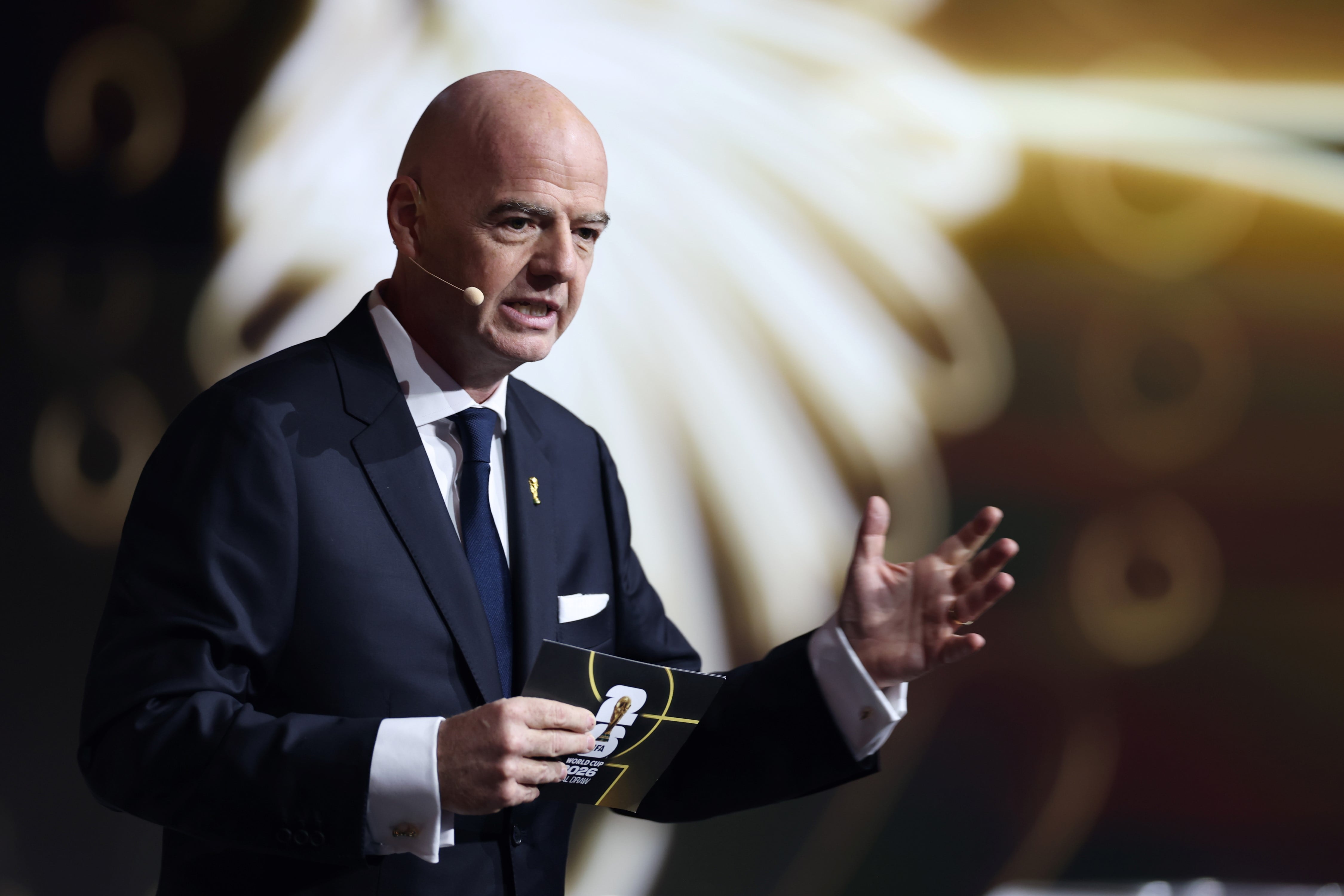 Gianni Infantino, en el sorteo del Mundial 2026. (AP)