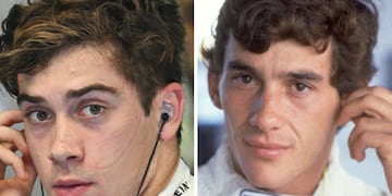 Franco Colapinto y Ayrton Senna con un parecido innegable.