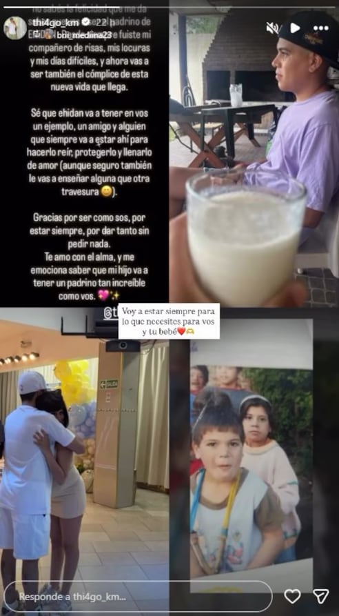 La conmovedora declaración de Thiago Medina a su hermana tras aceptar ser padrino de su bebé.