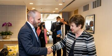 Martín Guzmán y Kristalina Georgieva, la titular del Fondo Monetario Internacional.