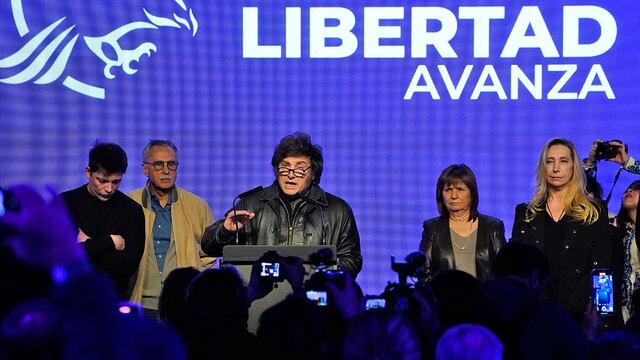 Elecciones en la provincia de Buenos Aires 2025. El presidente Javier Milei en el bunker de La Libertad Avanza. (Gentileza Clarín)