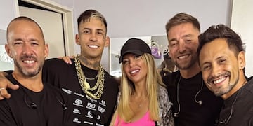 Wanda Nara y L-Gante, juntos en el show de La Konga en Villa Carlos Paz. (Instagram La Konga)