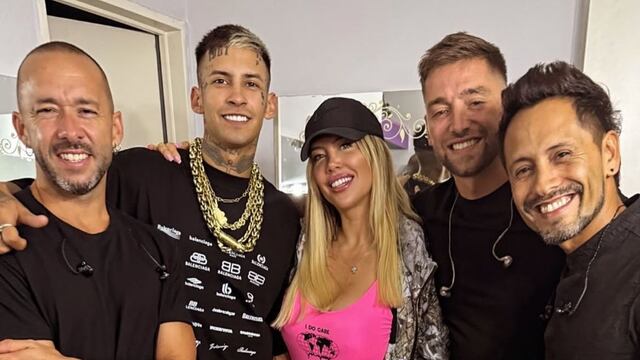 Wanda Nara y L-Gante, juntos en el show de La Konga en Villa Carlos Paz. (Instagram La Konga)
