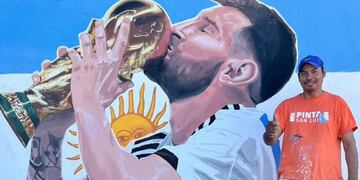 Aaron Dorado, el puntano que inauguró un mural de Lionel Messi a través del programa Pinta San Luis.