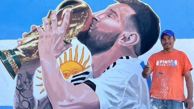 Aaron Dorado, el puntano que inauguró un mural de Lionel Messi a través del programa Pinta San Luis.