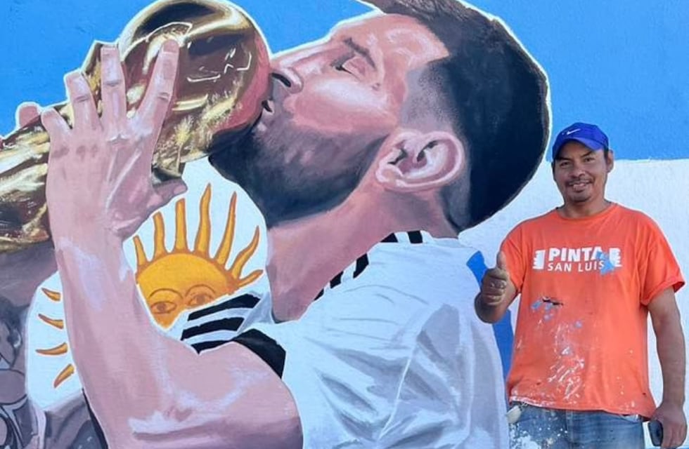 Aaron Dorado, el puntano que realizó un increíble mural de Lionel Messi