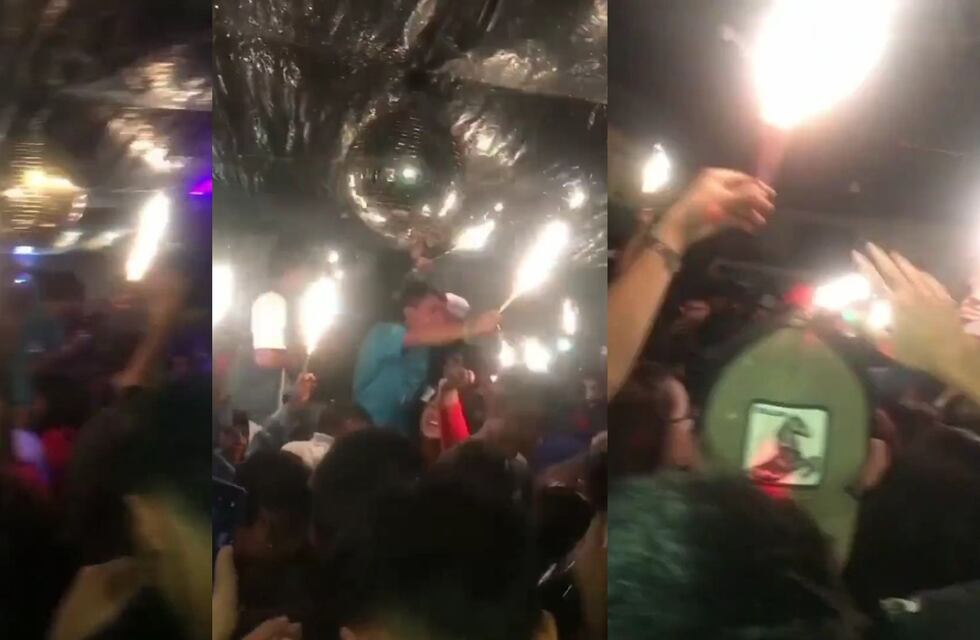 Polémico video: prenden bengalas dentro de una vivienda, en medio de una fiesta en Córdoba