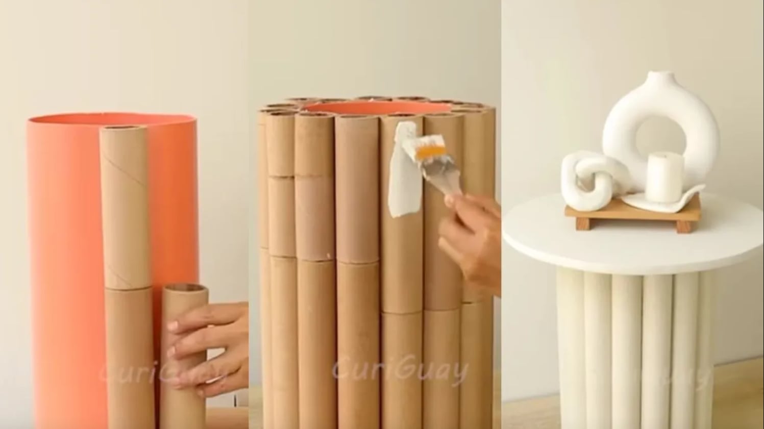 Así se pueden transformar los rollos de papel de cocina en una mesa de living elegante