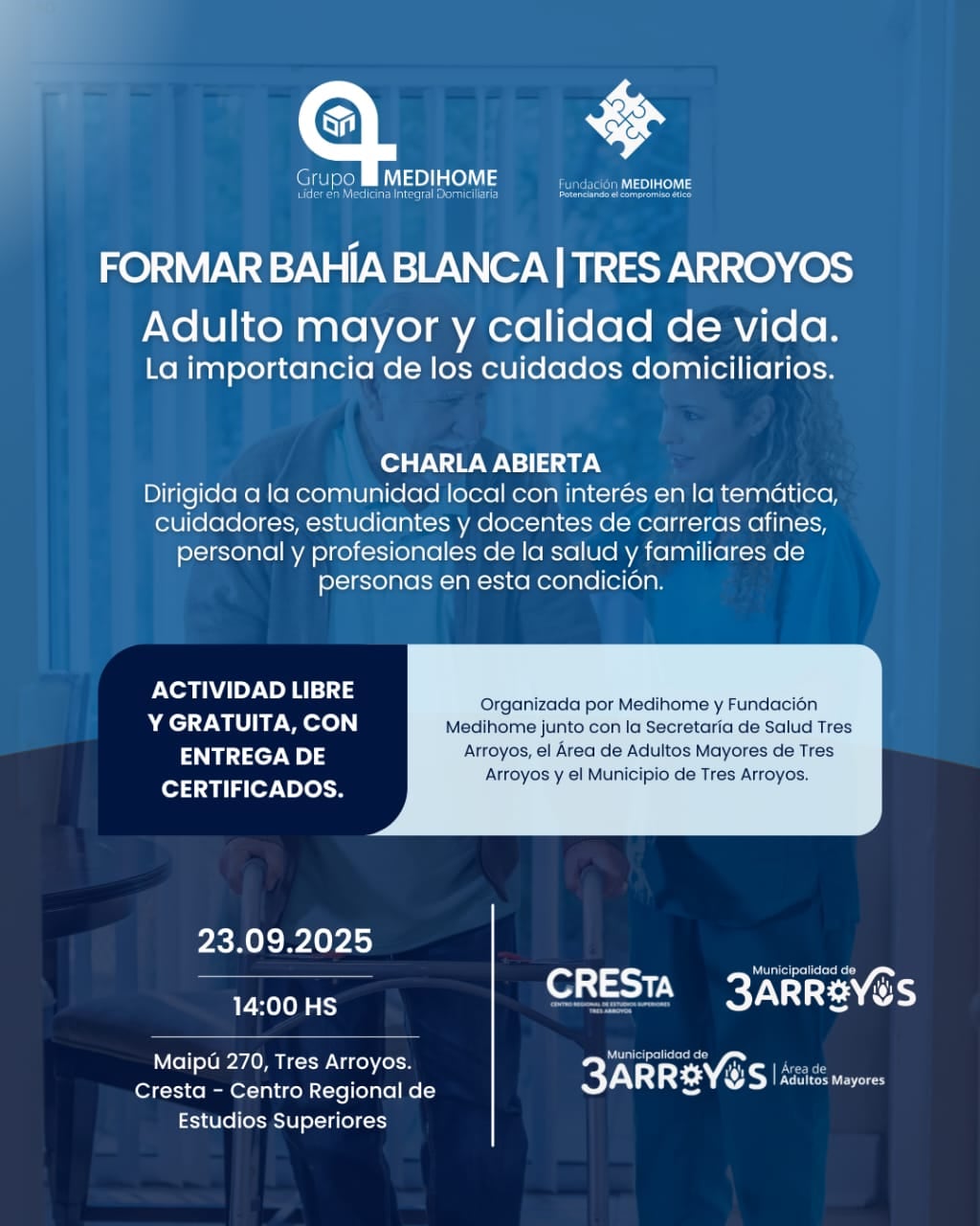 Capacitación gratuita de la Fundación Medihome: “Adulto mayor y calidad de vida. La importancia de los cuidados domiciliarios”