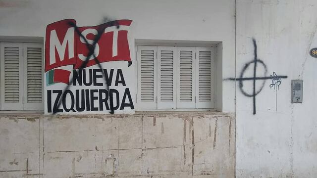 Así quedó el frente del local partidario. Facebook.