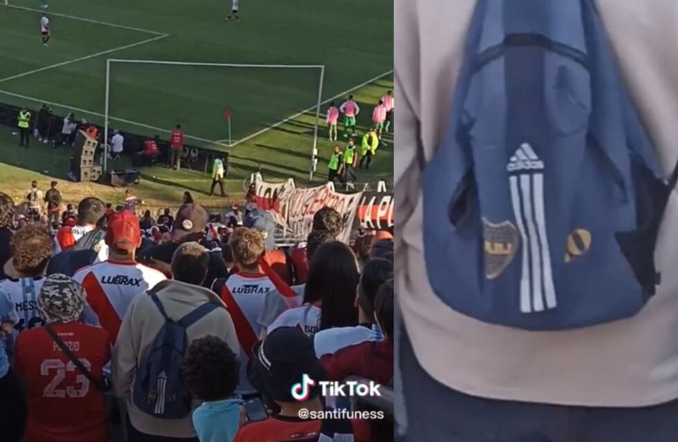 Viral: un mendocino fue a ver a River con la mochila de Boca y no pasó desapercibido