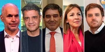 Los candidatos a jefe de Gobierno del PRO: Jorge Macri, Fernán Quirós, Soledad Acuña y Emmanuel Ferrario