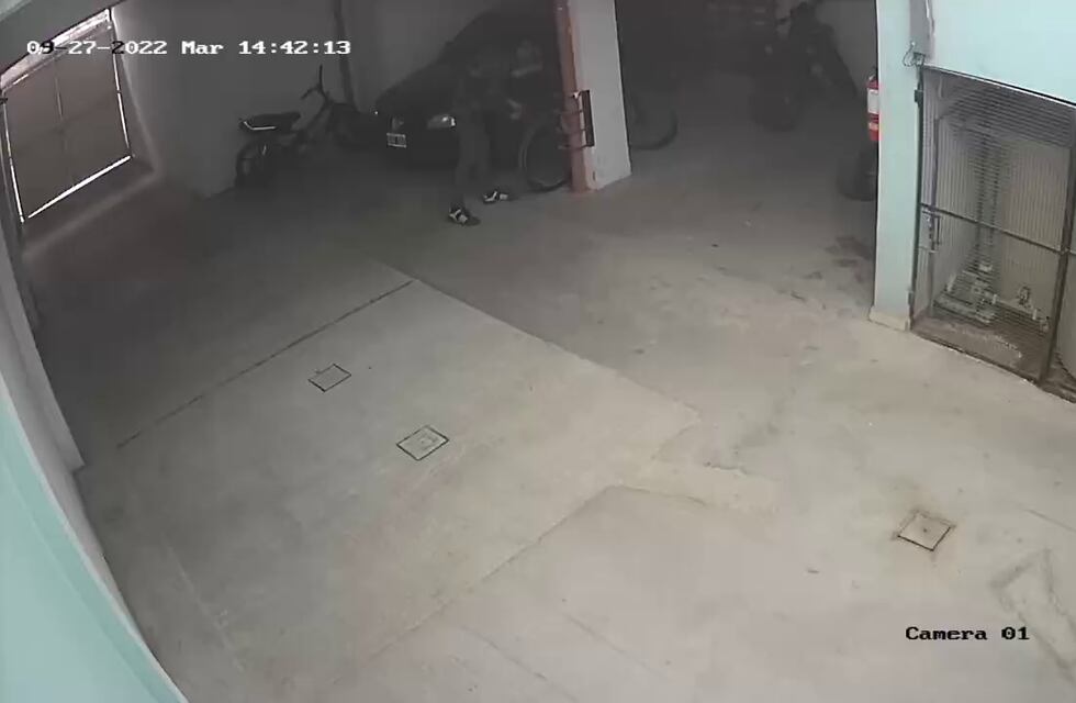 Arroyito: ingresó a un garaje, se robó una bicicleta, salió andando en ella y quedó todo registrado en las cámaras (video)