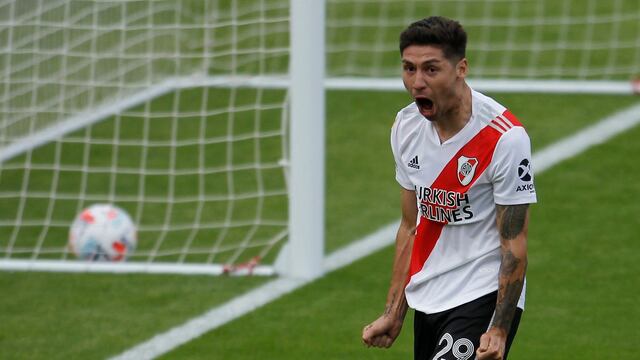 Gonzalo Montiel celebró su gol de penal.
