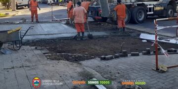 Trabajos en la vía pública de Cosquín.
