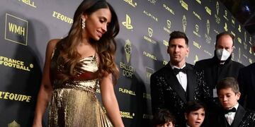 Antonela Roccuzzo en la gala de premiación del Balón de Oro. (@antonelaroccuzzo)
