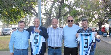 Con la camiseta de la Crema, donde Alfaro es Lechuga y Chiarelli es Tincho