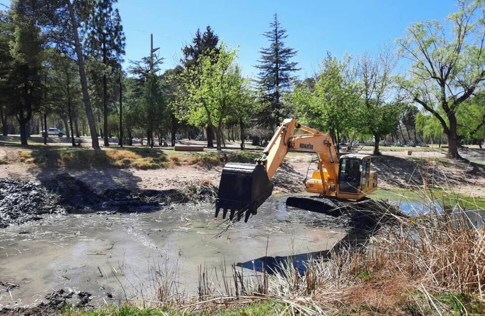 Comenzaron a dragar la laguna del parque Mariano Moreno
