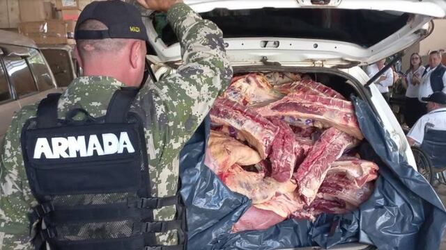 Decomisan seis toneladas de carne faenada trasladada desde Puerto Iguazú hacia Paraguay.