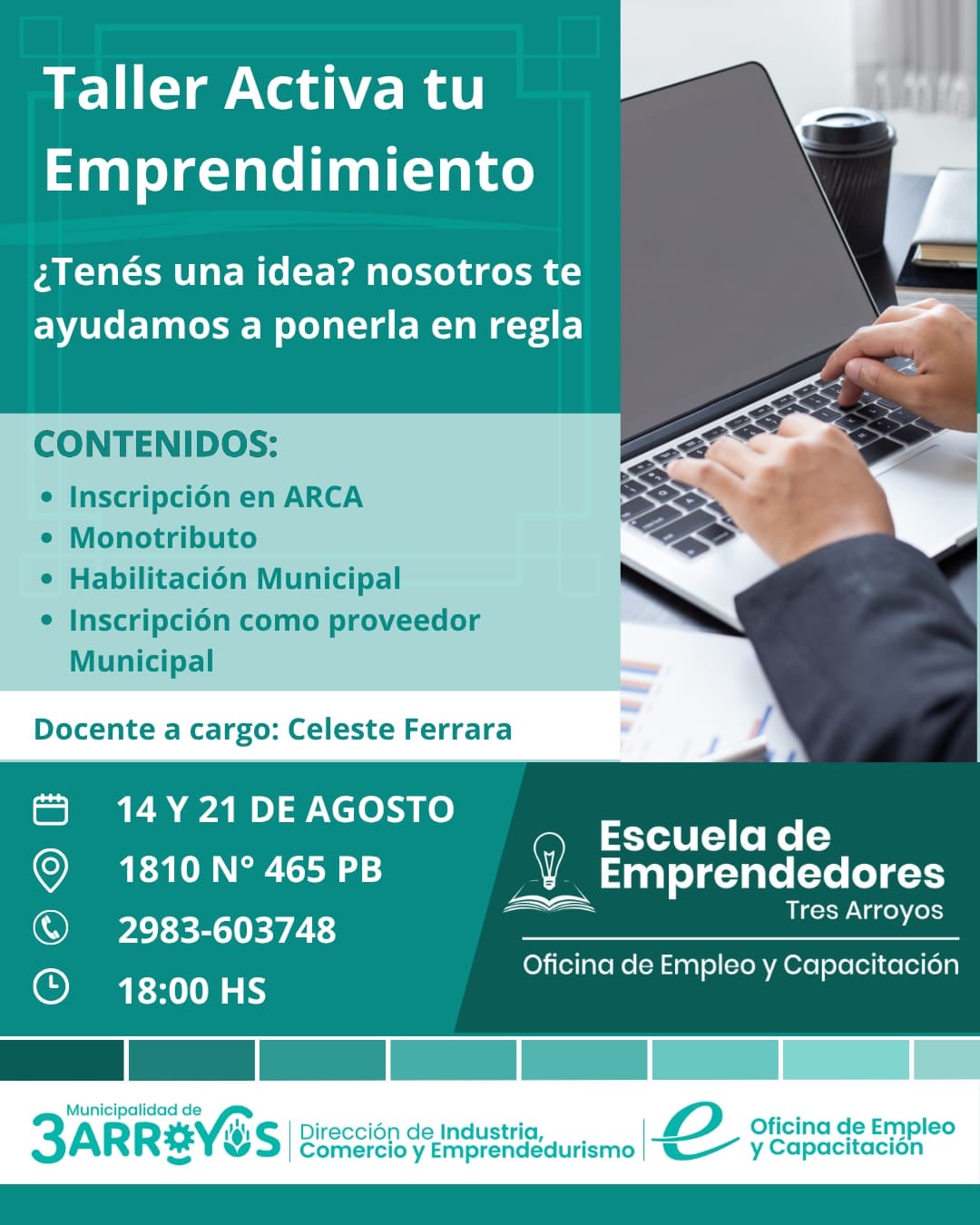 nuevo taller de la Escuela de Emprendedores: “Activá tu emprendimiento”