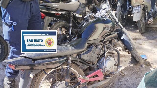 Moto recuperada en cercanías de Arroyito