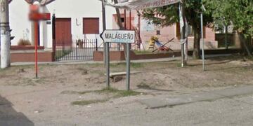 CARTEL. De ingreso a Malagueño (Captura de Google Street View).