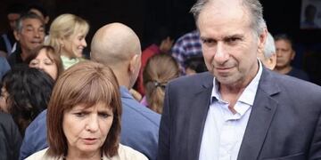 Patricia Bullrich junto a Humberto Schiavoni (senador nacional del Pro - Misiones) quien fue designado para llevar adelante la intervención en Mendoza.
