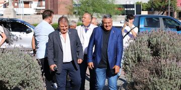 Chiqui Tapia recorrió este lunes las distintas instalaciones de Estudiantes de Río Cuarto junto al presidente del club, Alicio Dagatti (Foto: Prensa Estudiantes).