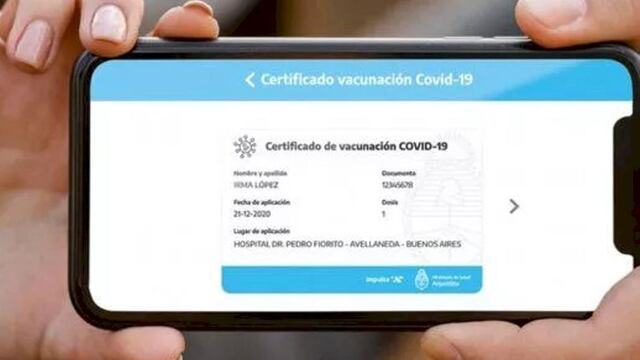 Comprobante de vacunación contra el coronavirus.